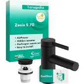 Hansgrohe Zesis S - Wastafelkraan met Push-Open-afvoer, CoolStart, matzwart 74715670