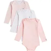 Tommy Hilfiger Cadeaubox - 3-pack Romper l/s - Whimsy PinkPINK - - 68 - Rompers Lange Mouw
