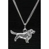 MOOYE ® - Collectie Zilveren Sussex spaniel met staart ketting hanger - groot