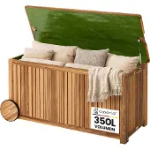 Casaria Kussenbox acaciahout 350L met binnenzeil 119x50x61cm weerbestendig