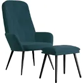 vidaXL Relaxstoel met voetenbank fluweel blauw