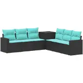 vidaXL Bankstel 7 st Zwart en Blauw 55 x 55 x 69 cm