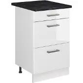 Vicco Keukenonderkast R-Line, Wit Hoogglans/Wit, 50 cm antraciet werkblad