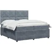 vidaXL Boxspringbed met matras Donkergrijs 200 x 200 cm Fluweel