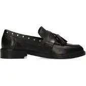 Manfield Zwarte leren loafers met studs | Maat 39