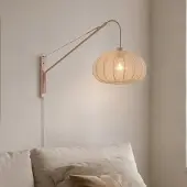 LumenXL Verstelbare wandlamp Brandel met ronde lichtbeige stoffen kap