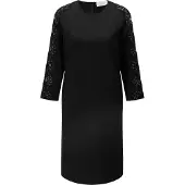 BOSS Dila-shiftjurk met 3/4-mouwen voor dames (Zwart)