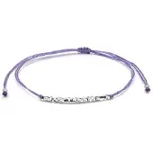 Luxenter Paarse katoenen armband met 925 sterling zilveren afwerking - Limley