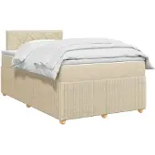 vidaXL Boxspringbed met matras Crèmekleurig 120 x 190 cm Stof