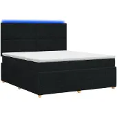 vidaXL - LED - Boxspringbed - met - Matras - Zwart - 180 - x - 200 - cm - Stof