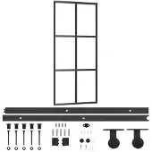vidaXL Schuifdeur met beslag 90x205 cm aluminium en ESG-glas