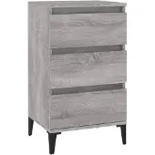 vidaXL Nachtkastje 40x35x70 cm bewerkt hout grijs sonoma eikenkleurig