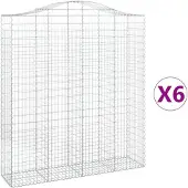 vidaXL Gabionen met boogvorm, 6 stuks, 200x50x220/240 cm, verzinkt staal