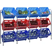 vidaXL Opbergrek voor 12 kratten 190x33x116 cm staal zilverkleurig