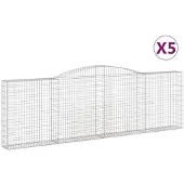 vidaXL Gabionen met boogvorm, 5 stuks, 400x30x120/140 cm, verzinkt staal