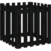 vidaXL Plantenbak met hekontwerp 60x60x60 cm massief grenenhout zwart