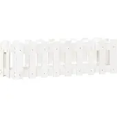 vidaXL Hoge plantenbak met lattenomheining-design, wit, 100x30x30 cm, massief hout, grenen