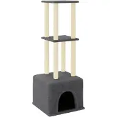 vidaXL Kattenmeubel met sisal krabpalen 133,5 cm donkergrijs
