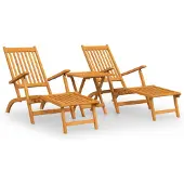 vidaXL Terrasstoelen met voetensteun en tafel massief acaciahout