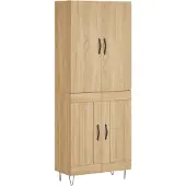 vidaXL Hoge kast 69,5x34x180 cm bewerkt hout sonoma eikenkleurig