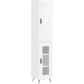 vidaXL Hoge kast 34,5x34x180 cm bewerkt hout hoogglans wit