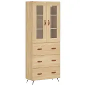 vidaXL Hoge kast 69,5x34x180 cm bewerkt hout sonoma eikenkleurig