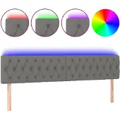 vidaXL Hoofdbord LED 200x7x78/88 cm stof donkergrijs