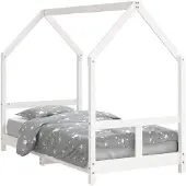 vidaXL Kinderbedframe 80x160 cm massief grenenhout wit