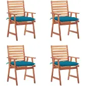 vidaXL Tuinstoelen, set van 4, met kussens, gemaakt van massief acaciahout