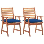 vidaXL Tuinstoelen, 2 stuks met kussens, massief acaciahout