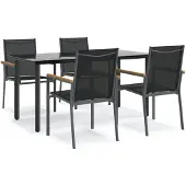 vidaXL 5-delige tuinset, zwart, met Textilene en staal