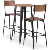 vidaXL 3-delige Barset staal bruin zwart