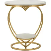 Mauro Ferretti Bijzettafeltje "Hart" van metaal, met marmerlook, 40x45,5 cm, goud/wit, merk
