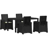 vidaXL Tuin Eettafel Set 5 st Antraciet- en crèmekleurig PP
