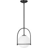 HINKLEY Glazen hanglamp Somerset, dimbaar, zwart, Woon-/ Eetkamer, metaal, hanglamp