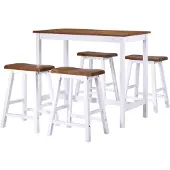 vidaXL Bartafel- en krukkenset massief hout 5-delig