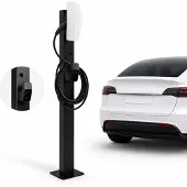 Tesla Wall Connector Montagepaal - Metaal - Zwarte Bevestigingspaal Tesla Wall Connector (Gen 3) - Inclusief Stekkerhouder