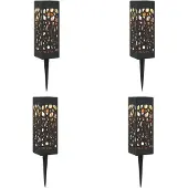 vidaXL Buitenverlichting met zonnepaneel en grondpen, 4 stuks, warm wit licht, 29 cm, PP