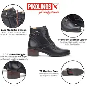 Pikolinos zwarte leren veterschoenen met hoge hakken - Malaga
