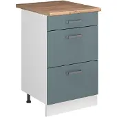 Vicco Keukenonderkast R-Line, Blauw-grijs/Wit, 50 cm goudkleurig eiken werkblad