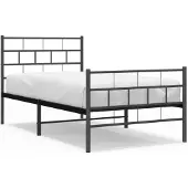 vidaXL Bedframe met hoofd- en voeteneinde metaal zwart 90x190 cm