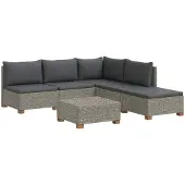 vidaXL 6 st Rieten Loungeset met Kussens GENDT Natuurlijk Riet