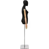 vidaXL - Verstelbare - mannequin - van - 165-213 - cm - met - voet - Vrouw - PP - Zwart