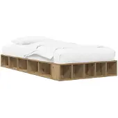 vidaXL Bedombouw met opslag Artisanaal eiken 80 x 200 cm Bewerkt hout