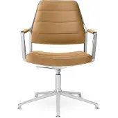 Vipp Bureaustoel Vipp455+ Swivel Chair Camel Leather Glijdoppen