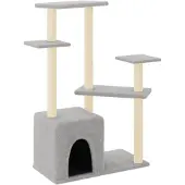 vidaXL Kattenmeubel met sisal krabpalen 107,5 cm lichtgrijs
