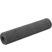 vidaXL Kippengaas 25x0,75 m staal met PVC coating grijs