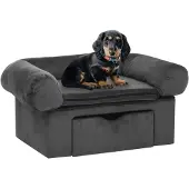 vidaXL Hondenbank met lade 75x50x38 cm pluche donkergrijs
