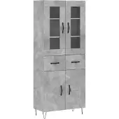 vidaXL Hoge kast 69,5x34x180 cm bewerkt hout betongrijs