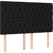 vidaXL Hoofdbord zwart 160x7x118/128 cm stof